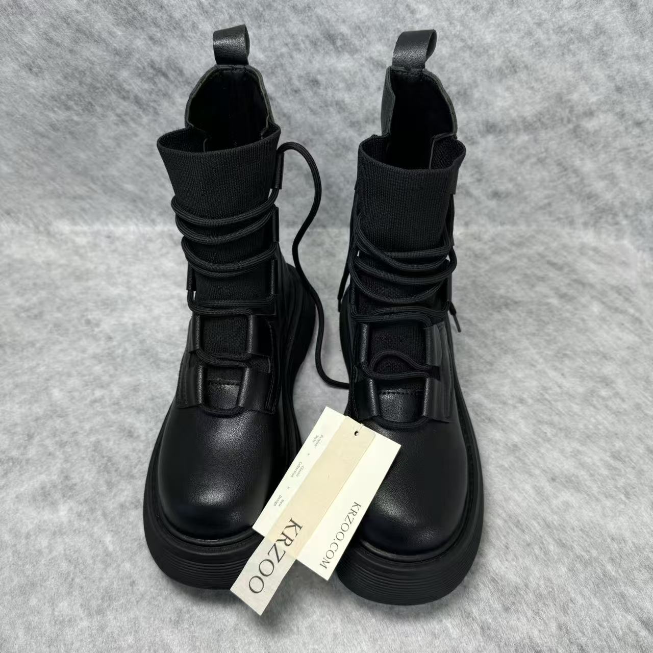 Knitted patchwork Martin ankle boots
