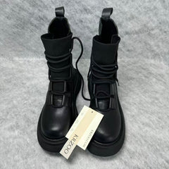 Knitted patchwork Martin ankle boots