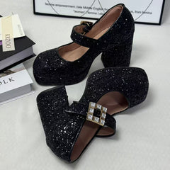 Pleated pointed-toe low-heeled shoes