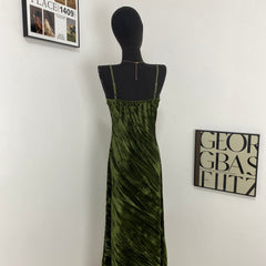 Slimming Waist Velvet Suspender Dress