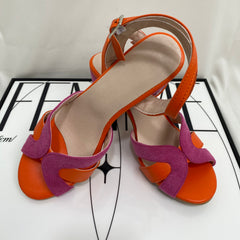 Buckle-Strap Color-Block Sandals