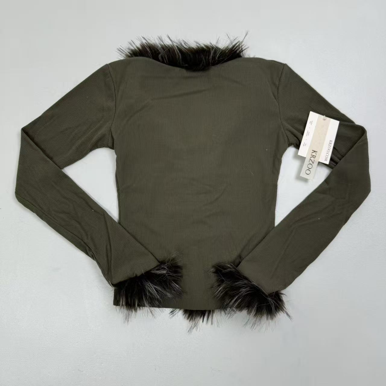 Net fabric fringed long-sleeved outer shirt top
