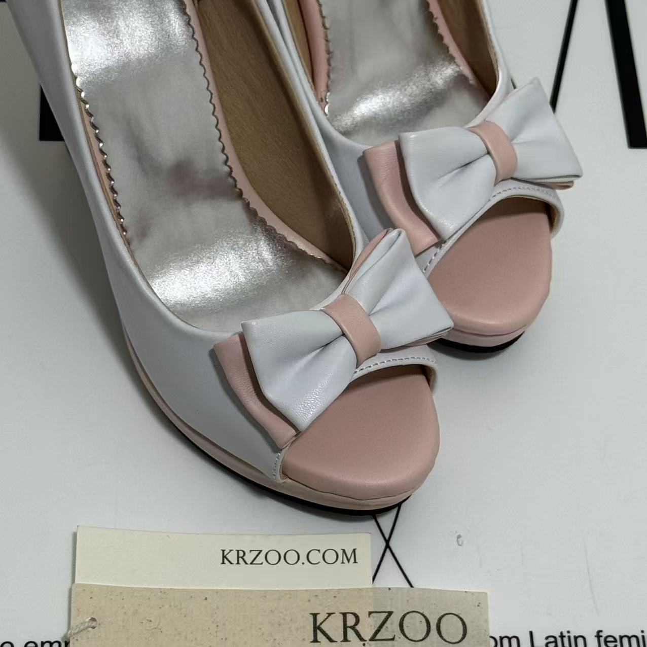Bow-Embellished Peep-Toe High Heels