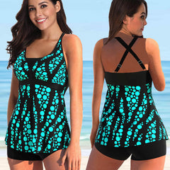 Women Print Tankini Swimwear Swimsuit Female Bikinis Plus Size Swimming Bathing Suit Beachwear Summer Swimdress 5XL