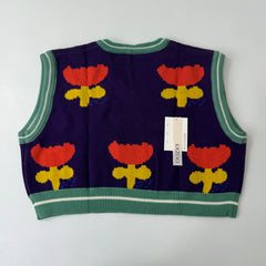 Purple embroidered sweater vest