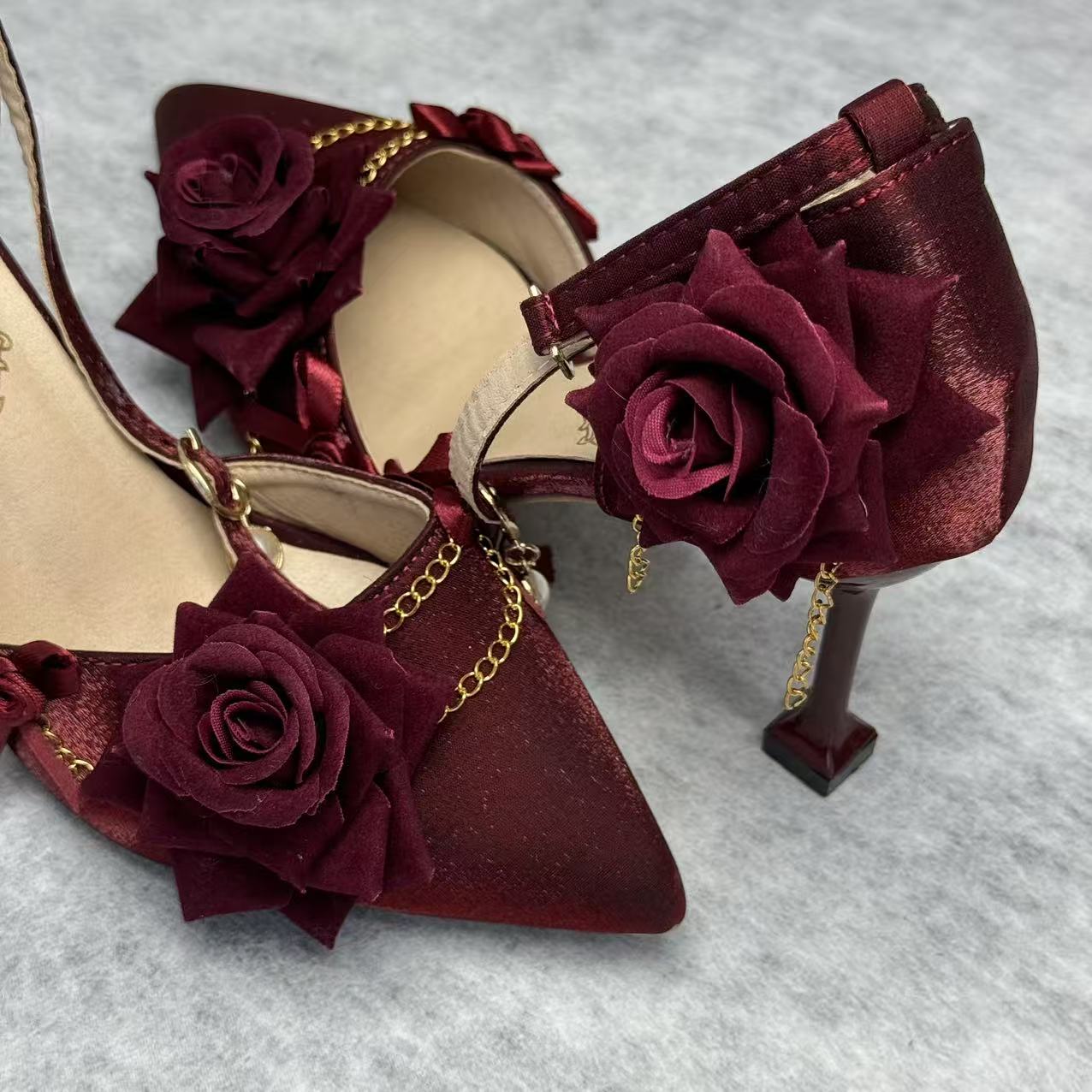 Rose pointed-toe high heels