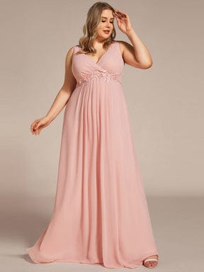Elegant Floral Applique Sleeveless Chiffon Formal Gown