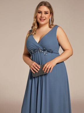 Elegant Floral Applique Sleeveless Chiffon Formal Gown