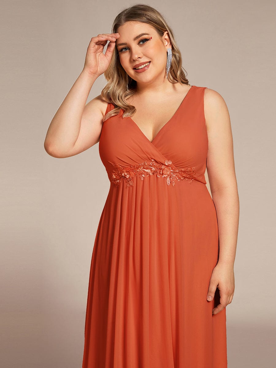 Elegant Floral Applique Sleeveless Chiffon Formal Gown