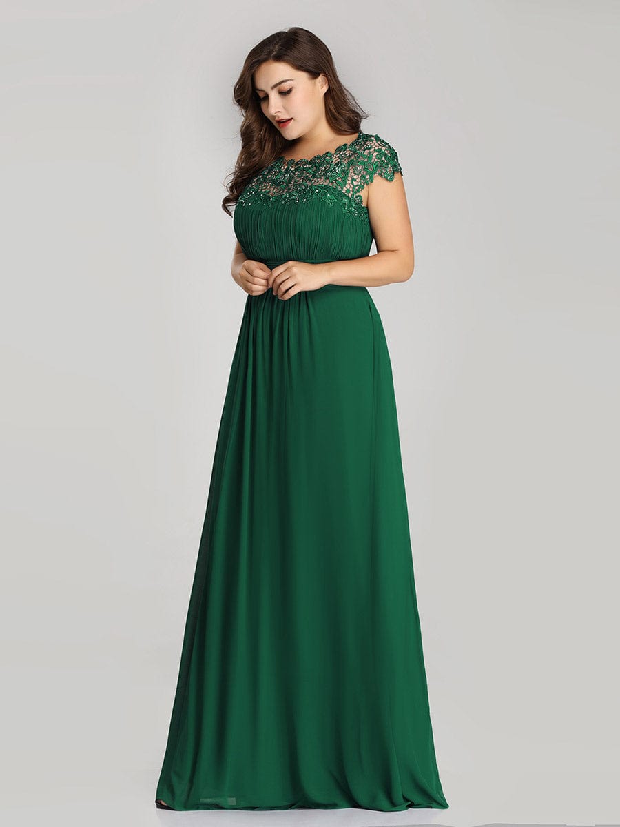 Elegant Lace Cap Sleeve Plus Size Bridesmaid Gown