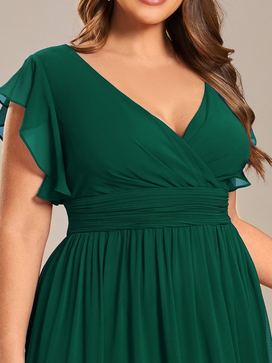 Enchanting Chiffon Bridesmaid Gown with Back Cutout and Ruffles