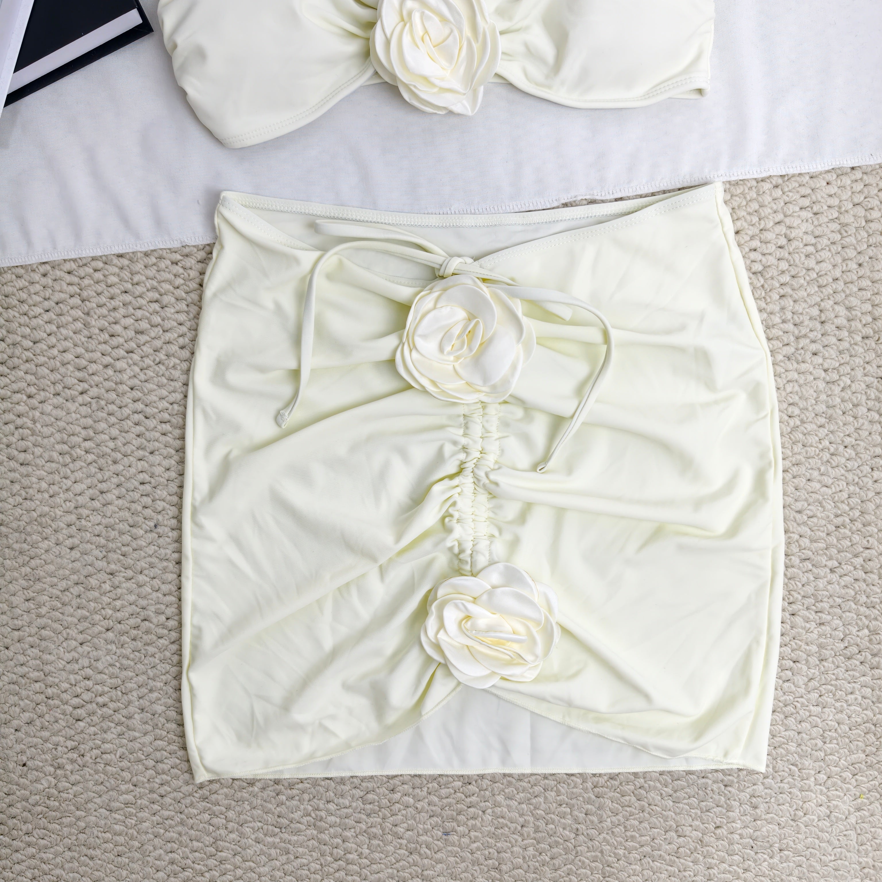 Rose flower halter three-piece swimsuit