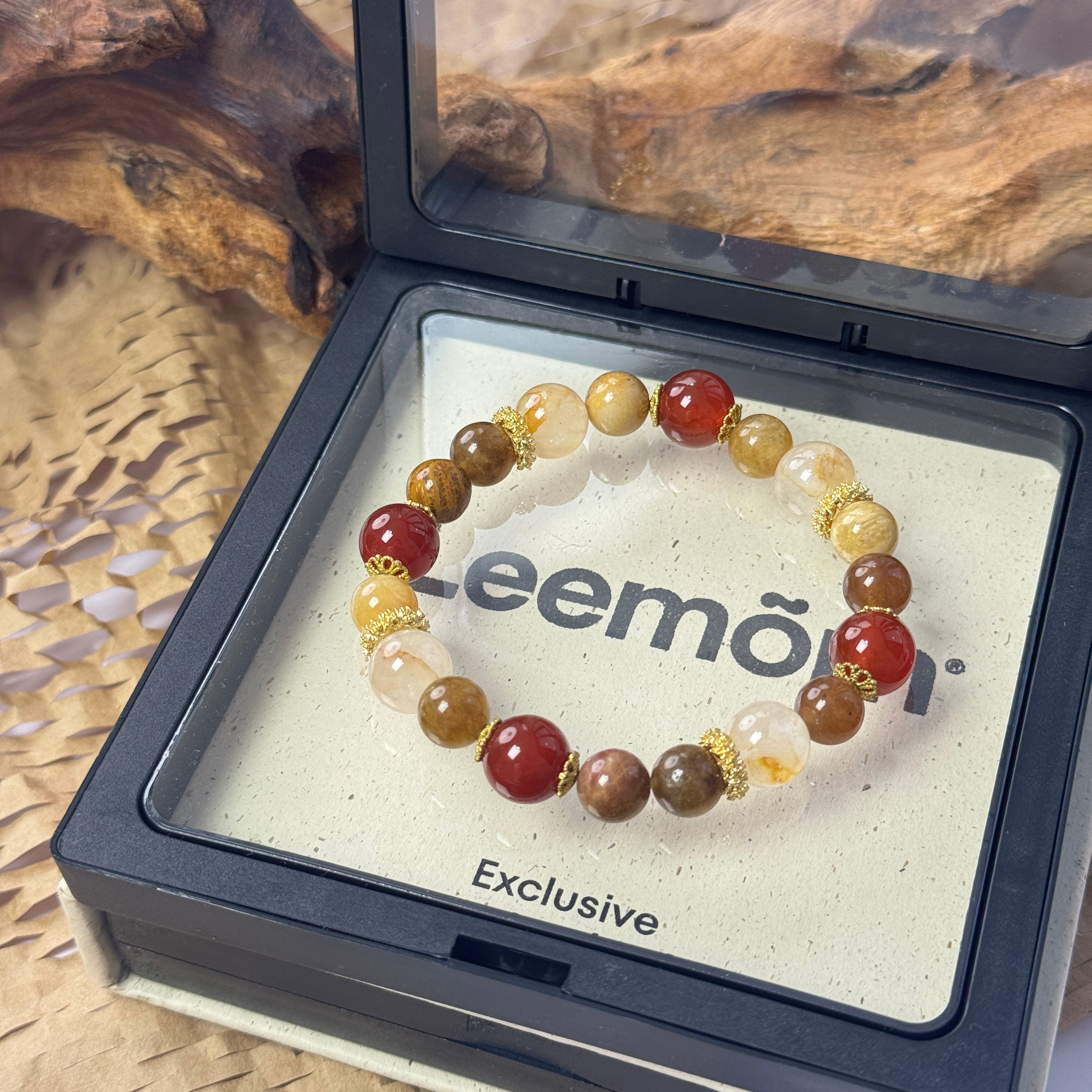 Earth Tone Crystal Beaded Bracelet, Attract Good Luck & Positive Energy