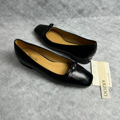 Square-toe low-cut soft leather shoes