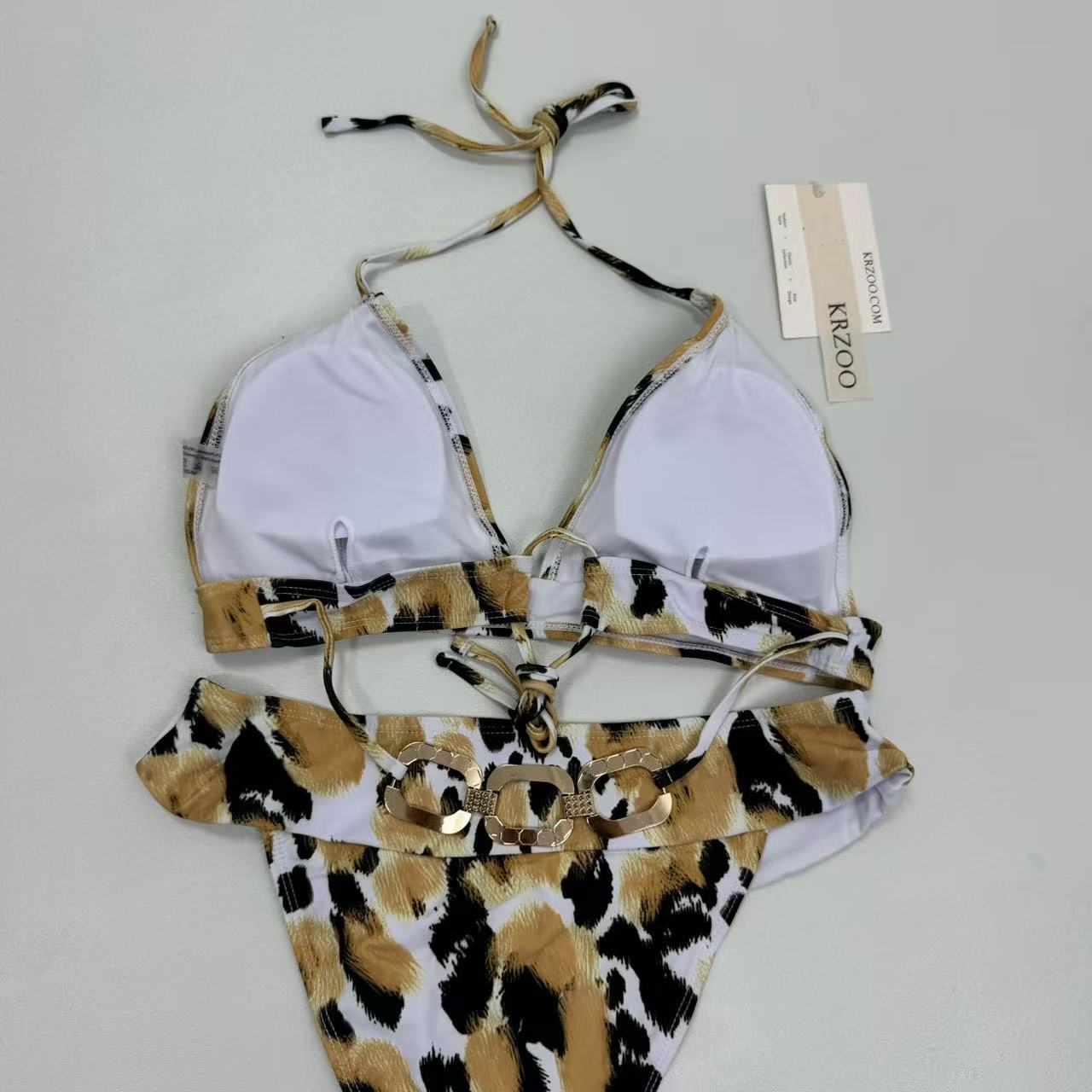 Leopard print two-piece swimming suit set