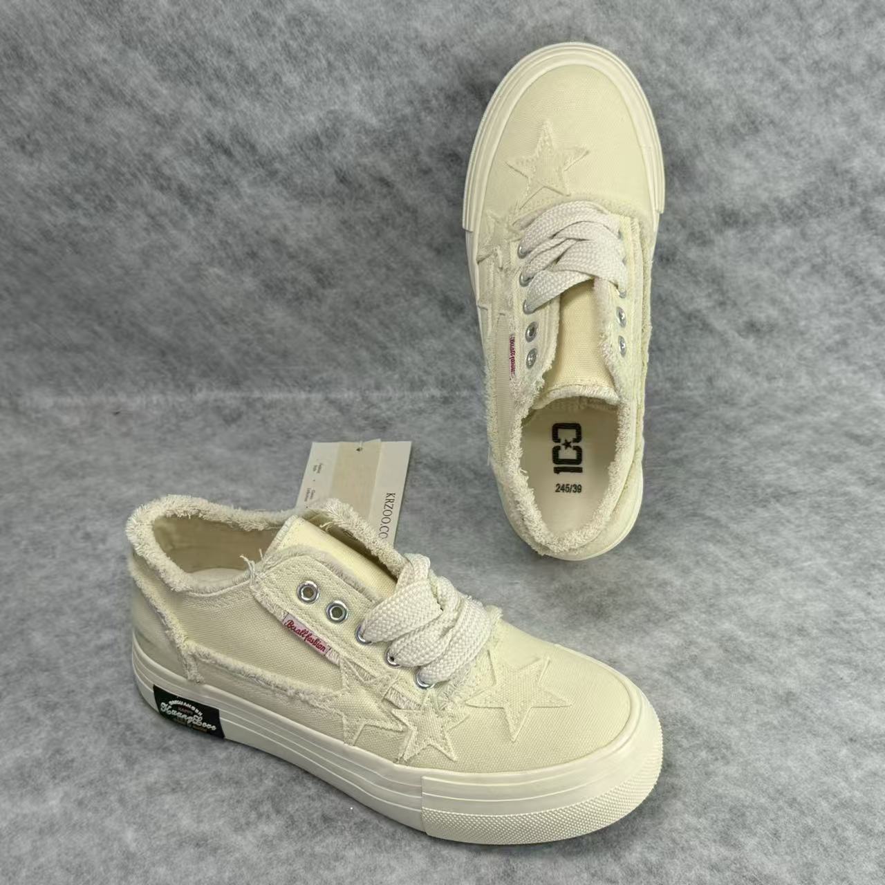 Star embroidery platform canvas shoes
