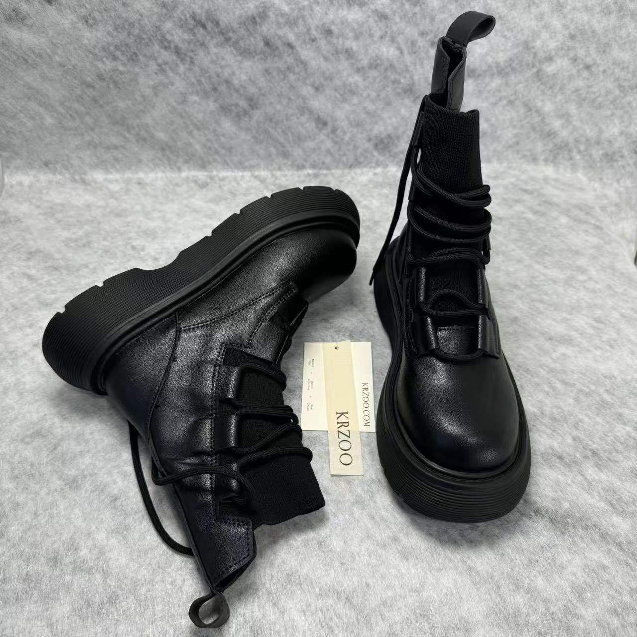 Knitted patchwork Martin ankle boots