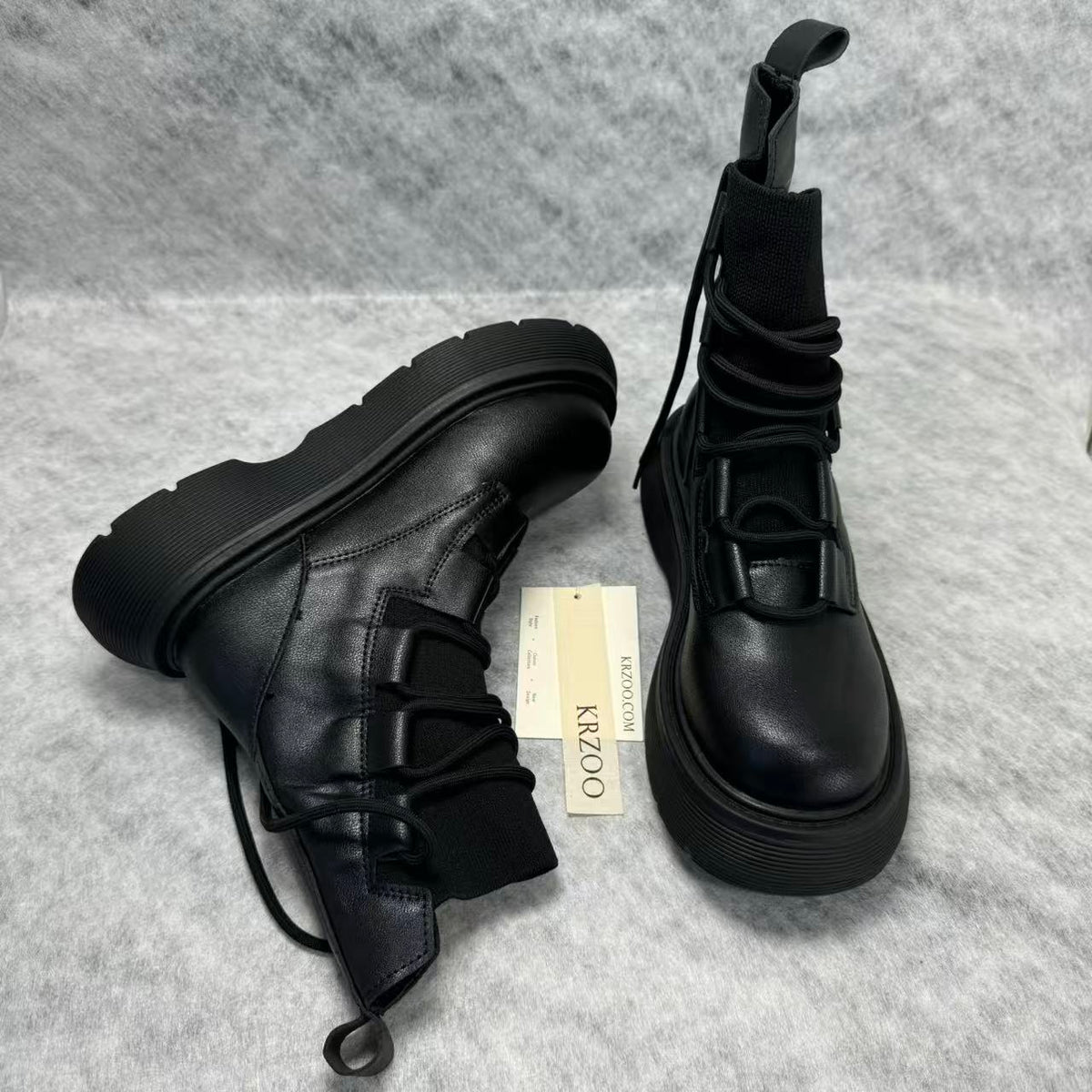 Knitted patchwork Martin ankle boots