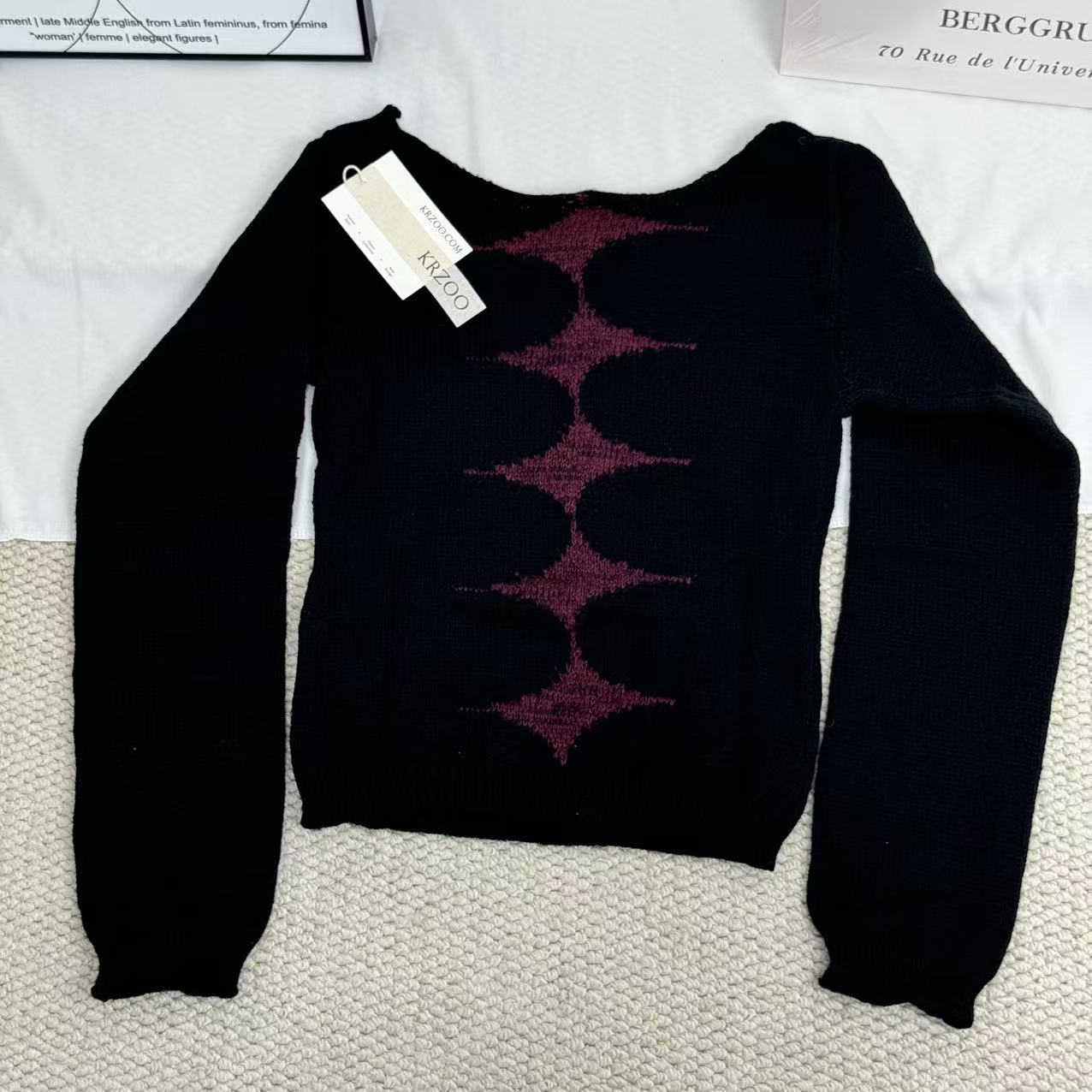 Jacquard Knit Crewneck Sweater