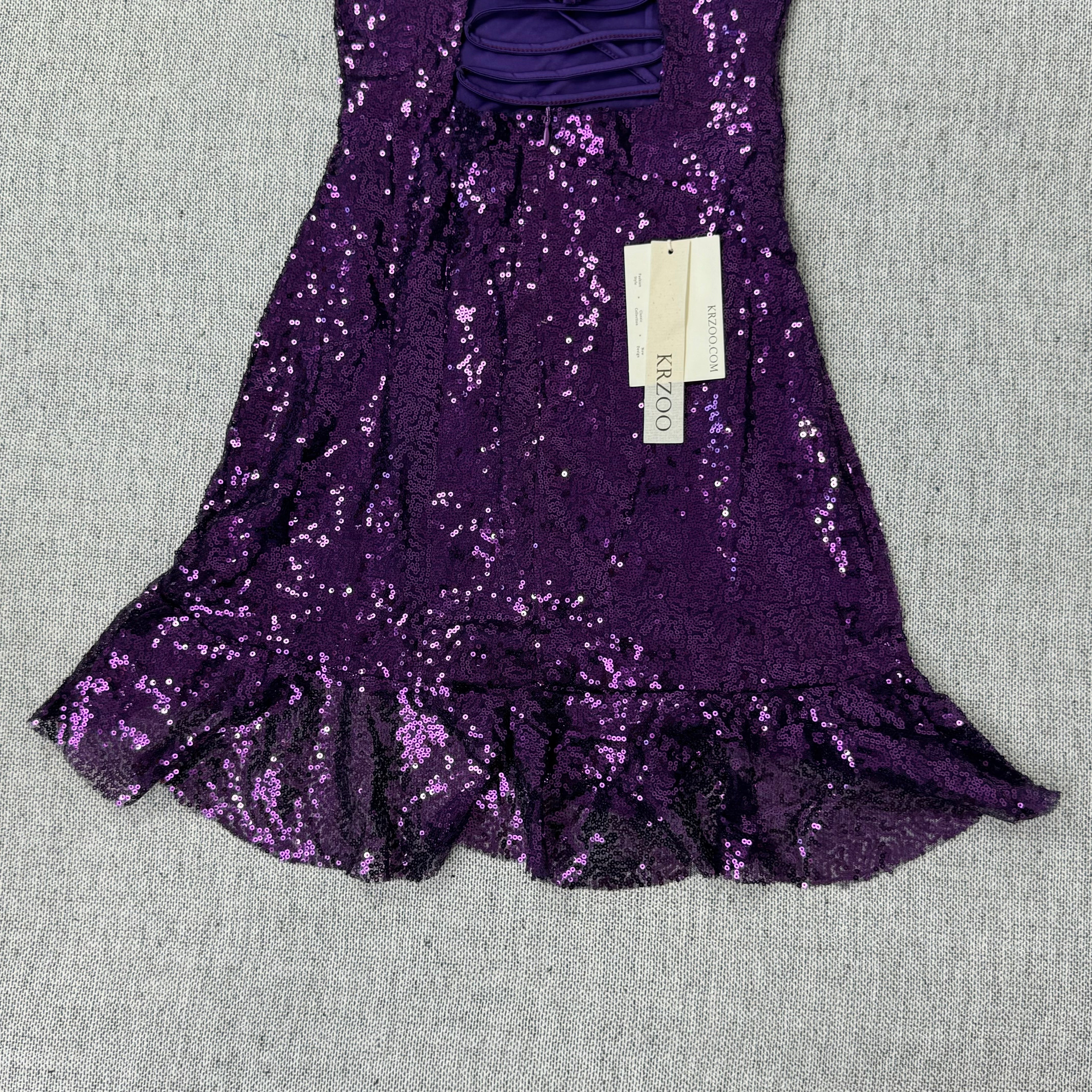 Draped sequin back-crossing strap dress