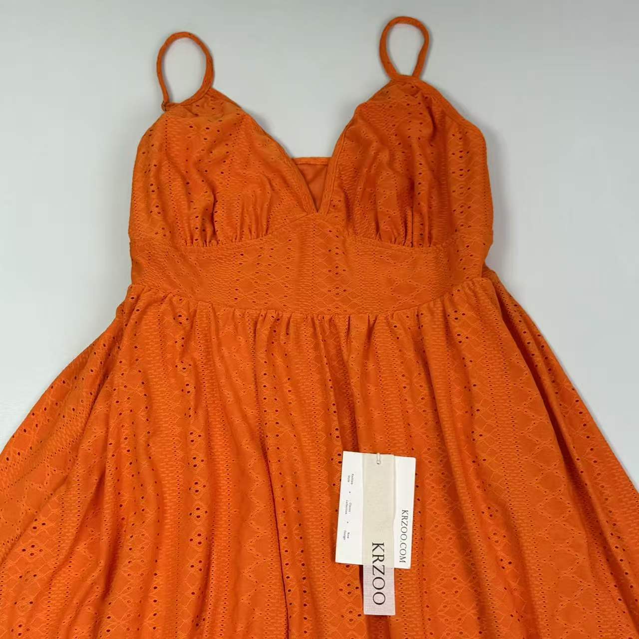 Orange open V-neck halter dress
