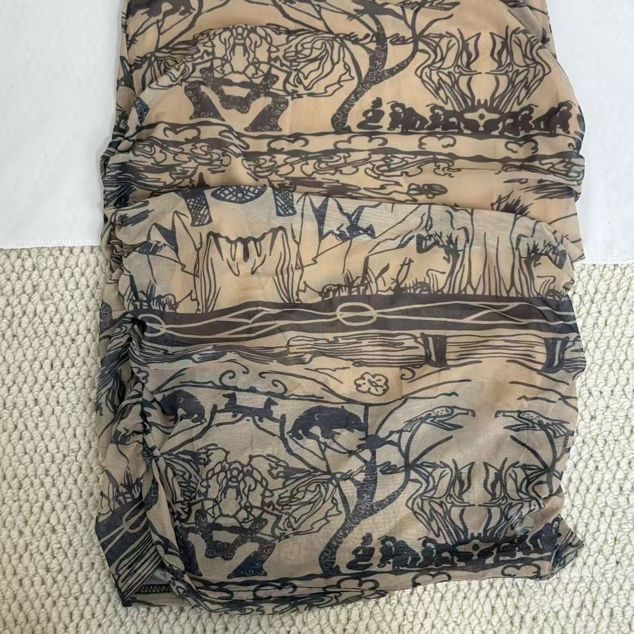Retro-Print Off-The-Shoulder Ppatchwork Dress