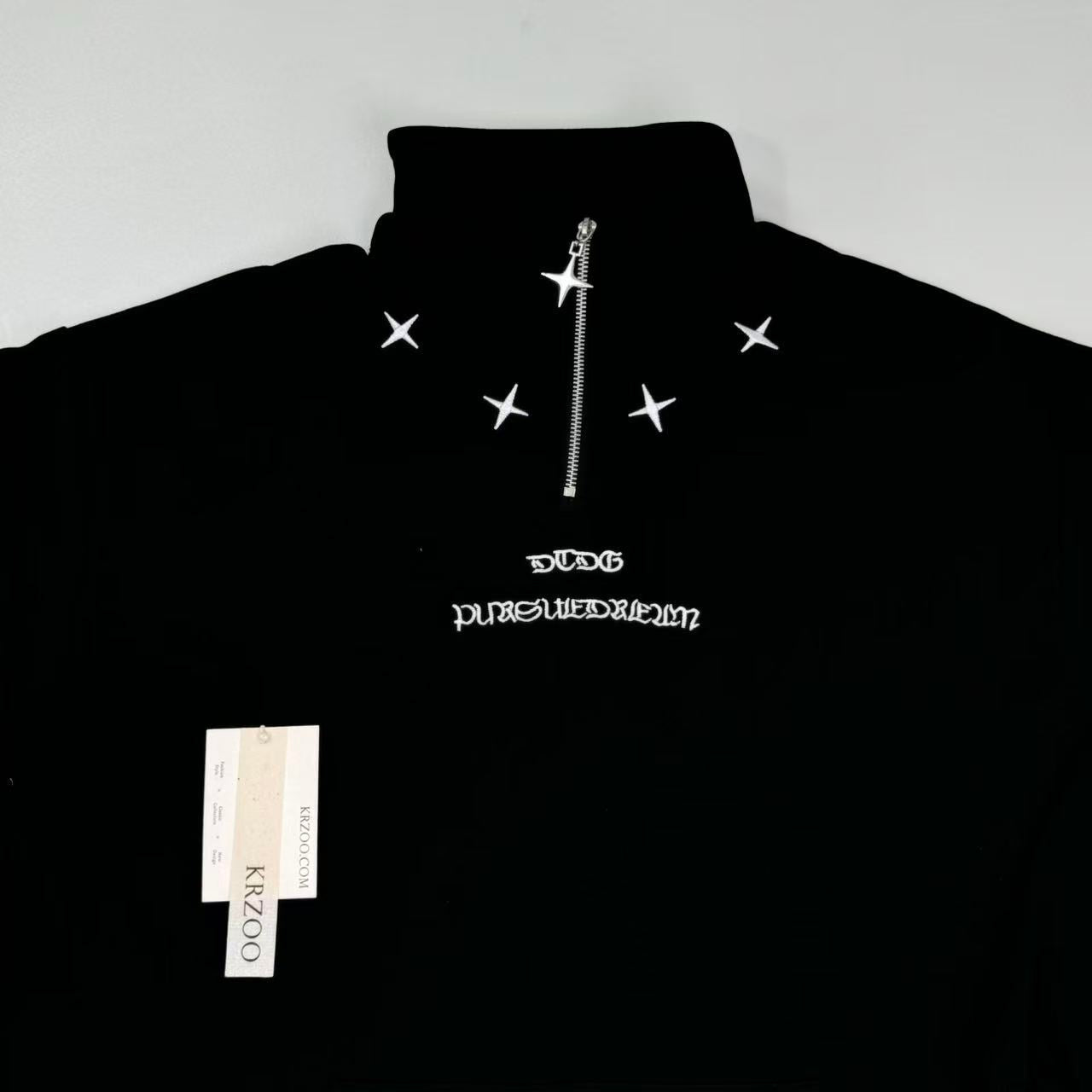 Loose embroidered hooded sweatshirt