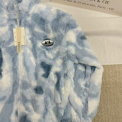 Tie-Dye Gradient Faux Lambswool Padded Jacket