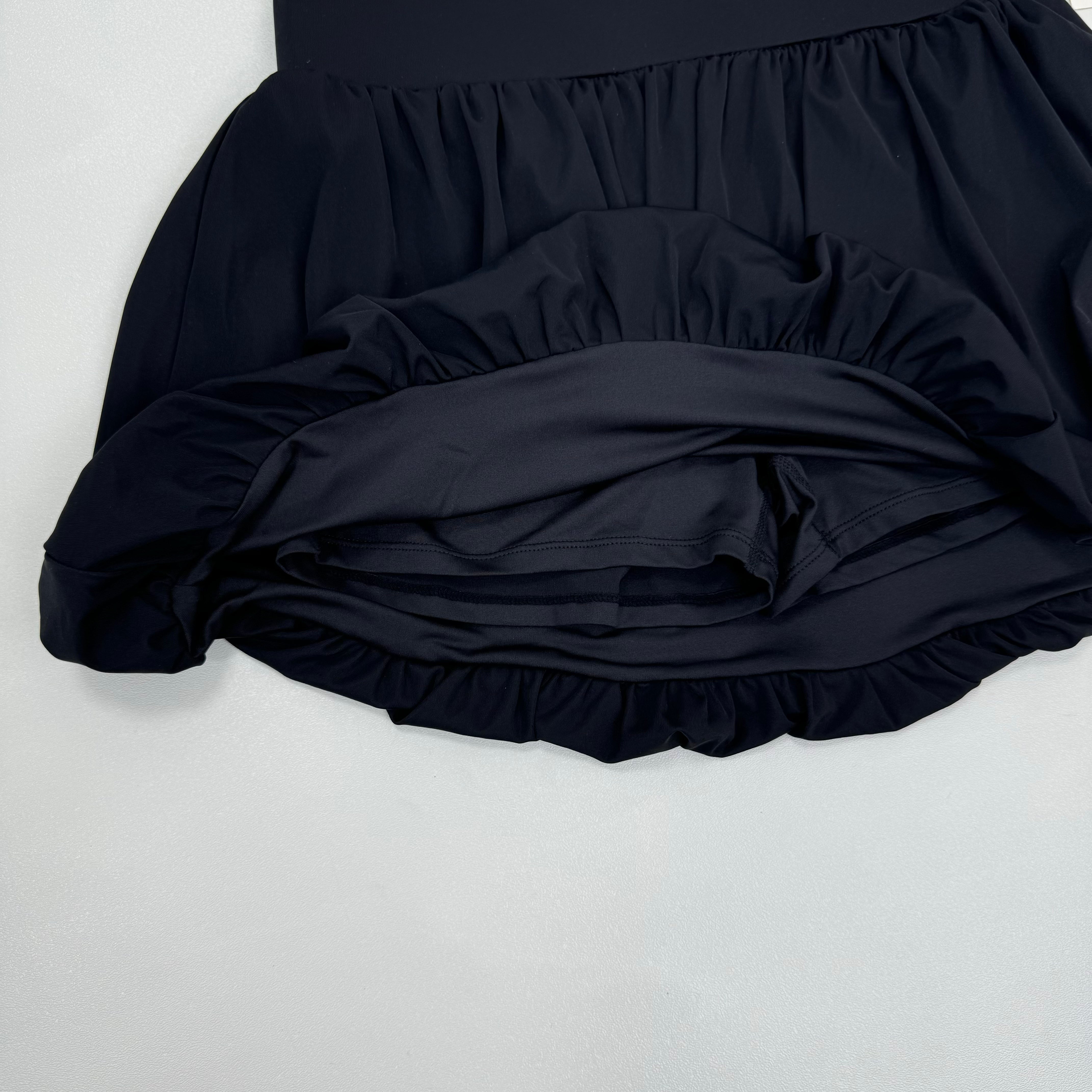Pom-pom flowered half-length skirt