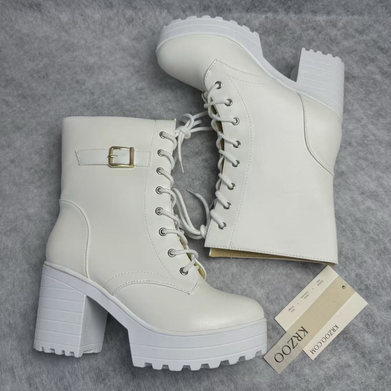 Coarse leather belt buckle ankle boots
