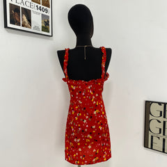 French Floral Slim Fit Suspender Skirt