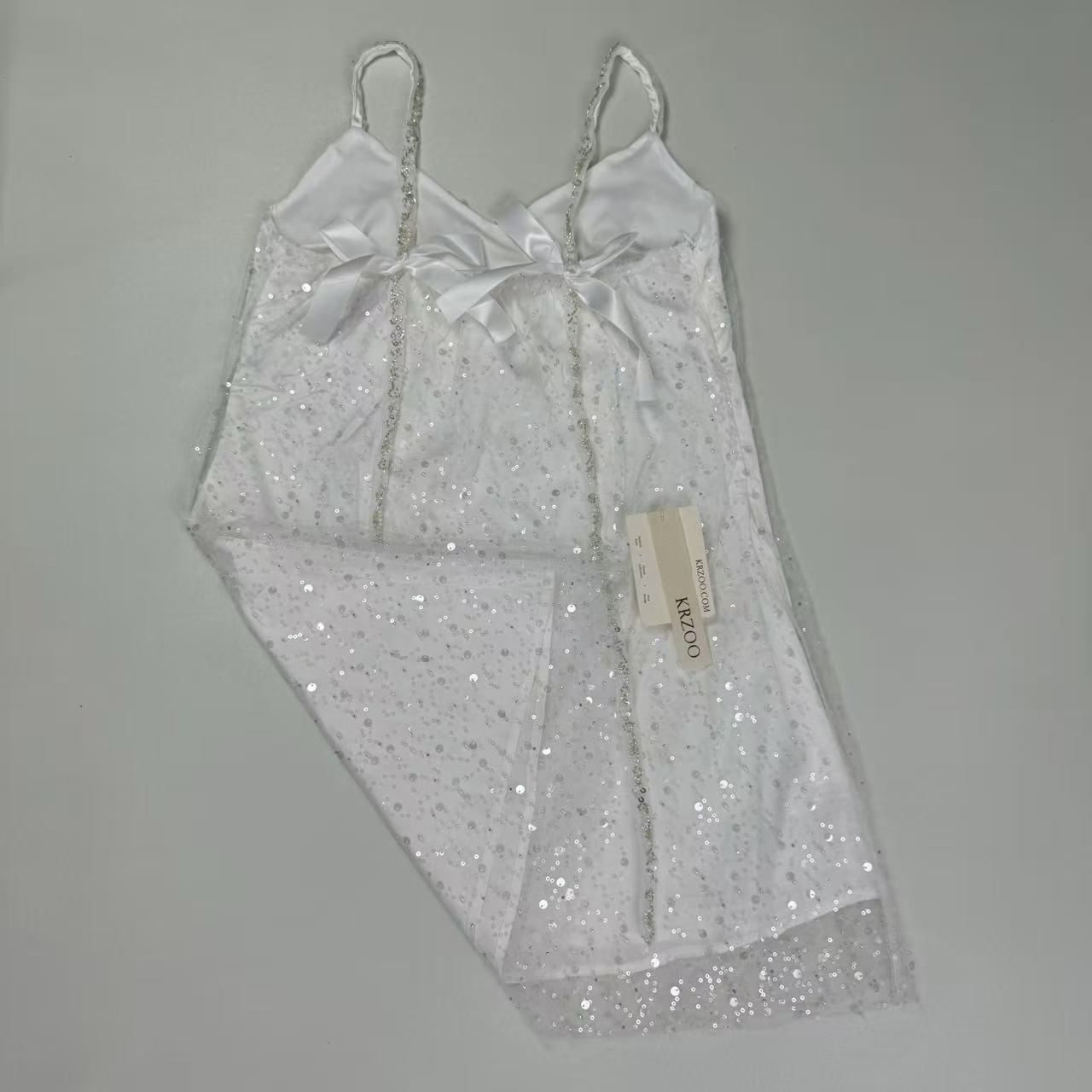 Strap sequined belt cinched A-line dress