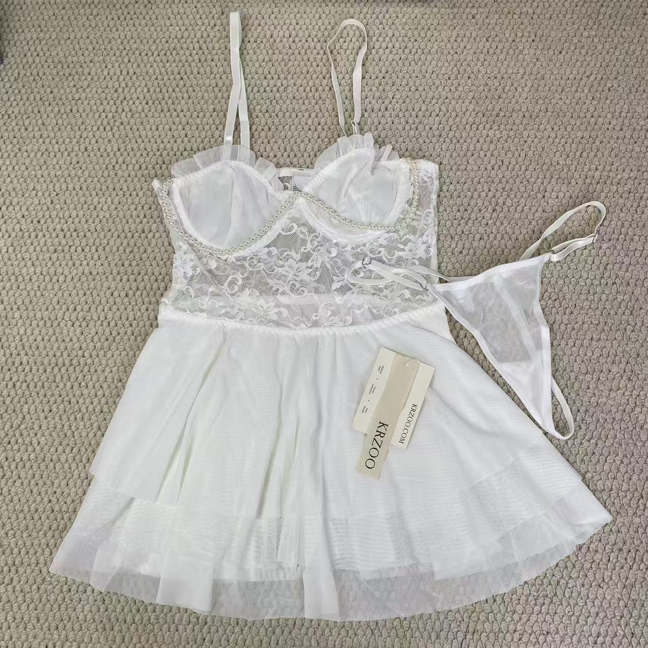French-style lace halter dress set