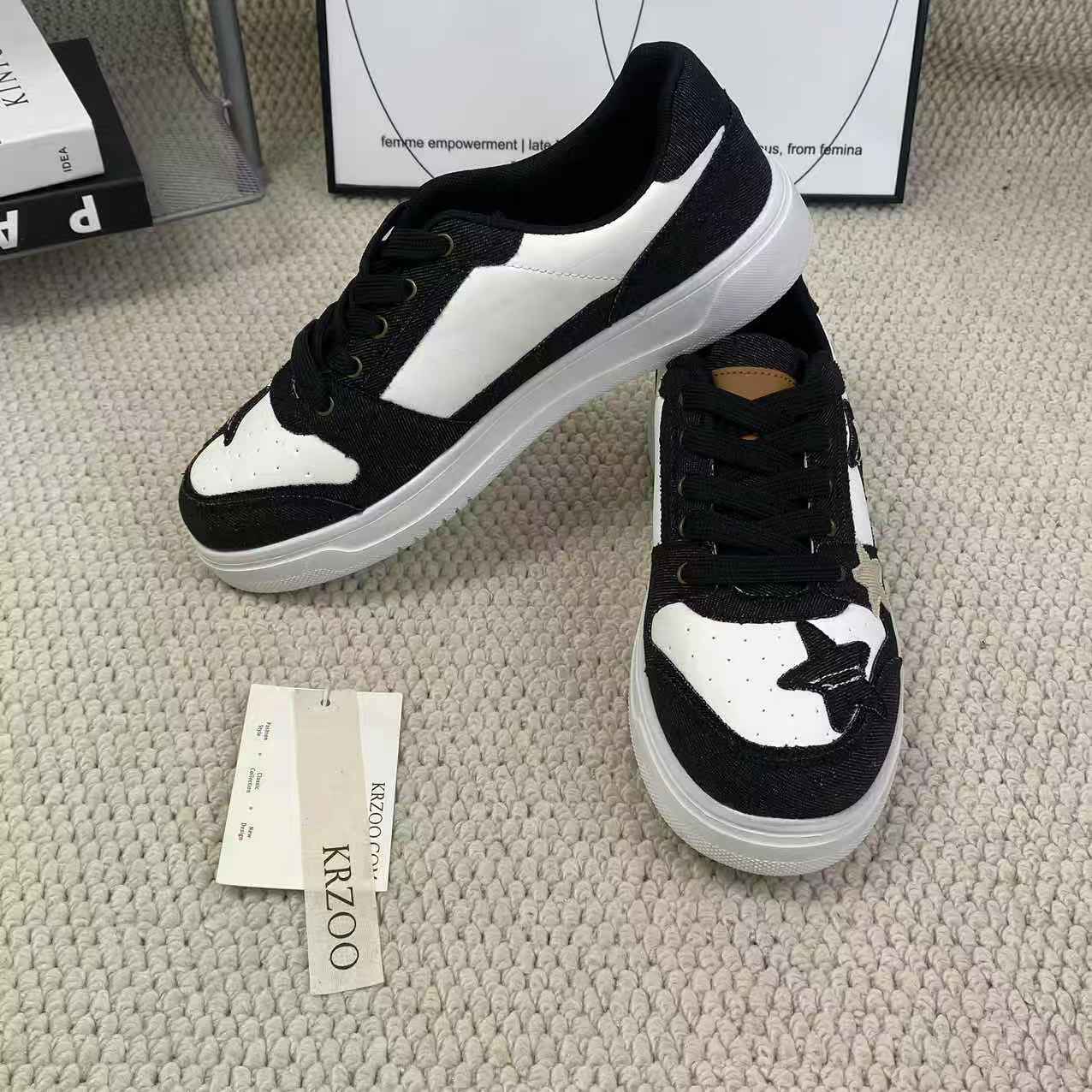 Star low-top sneakers, denim shoes