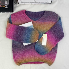 Graduated color soft knitted sweater