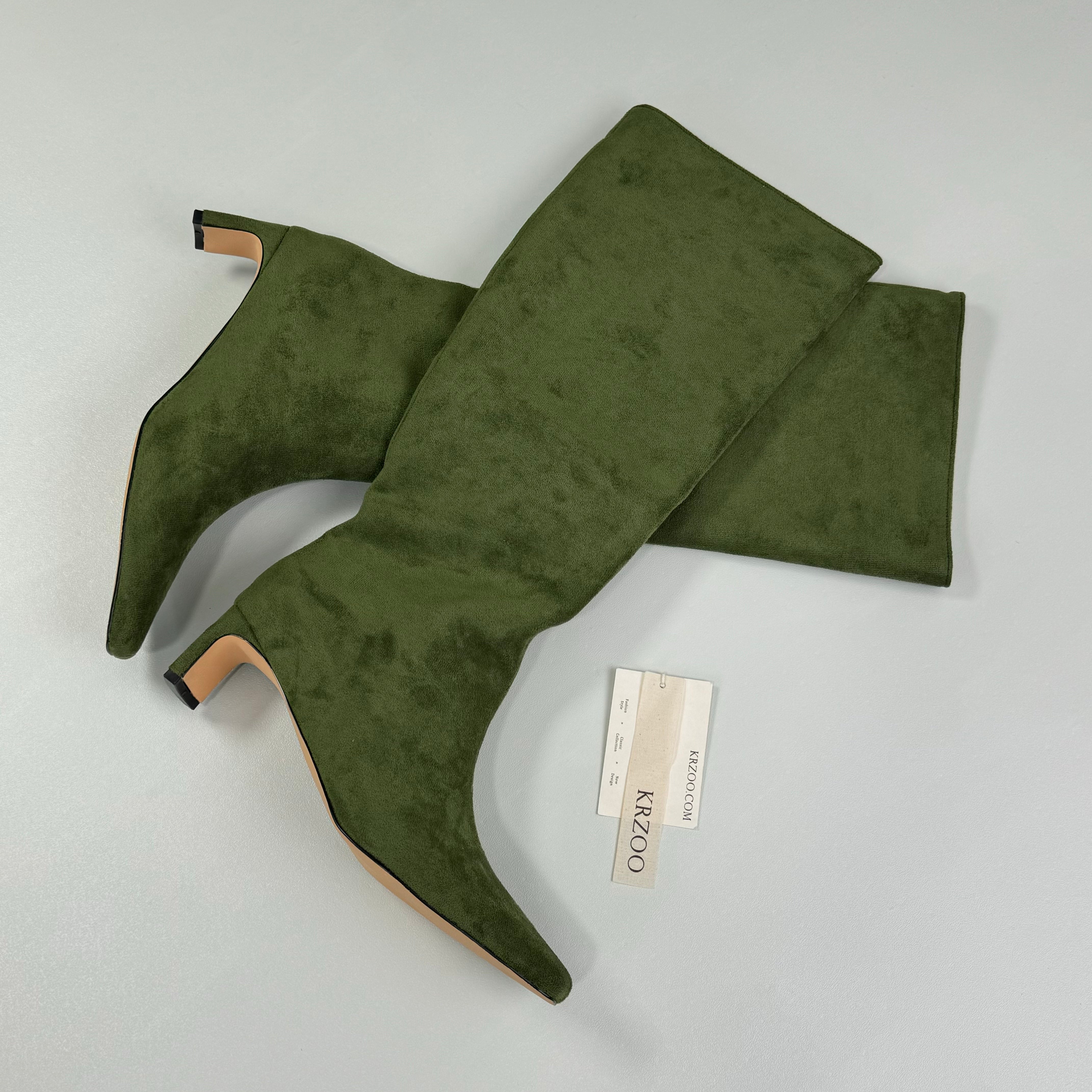 Round-toe low-heeled high boots