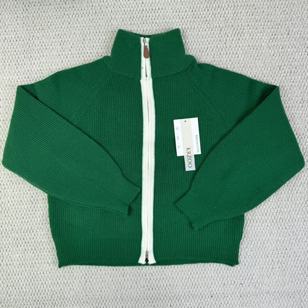 Retro V-neck Zip Knit Jacket