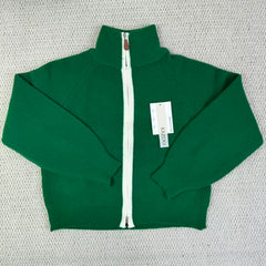 Retro V-neck Zip Knit Jacket