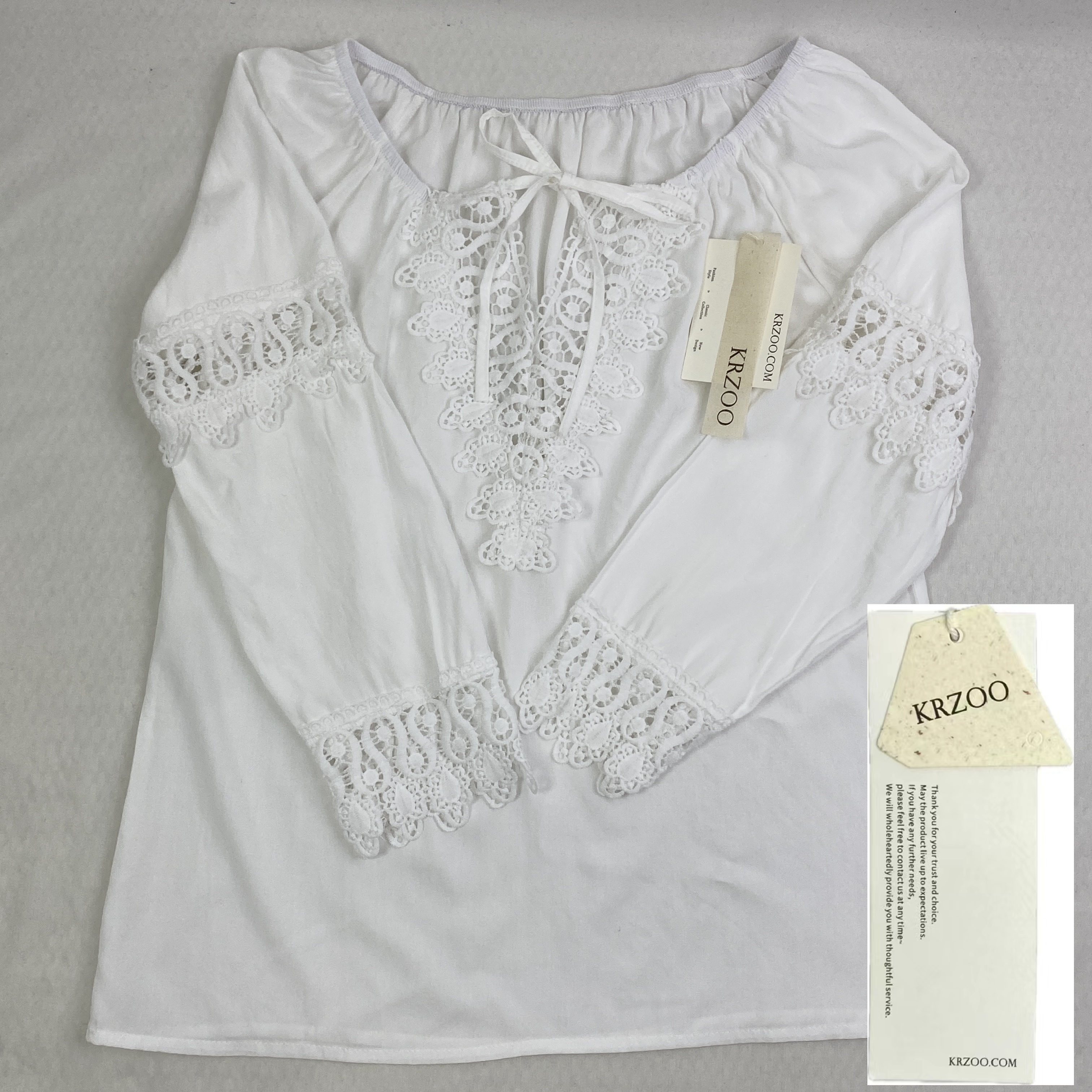 Lace trimmed long-sleeved shirt