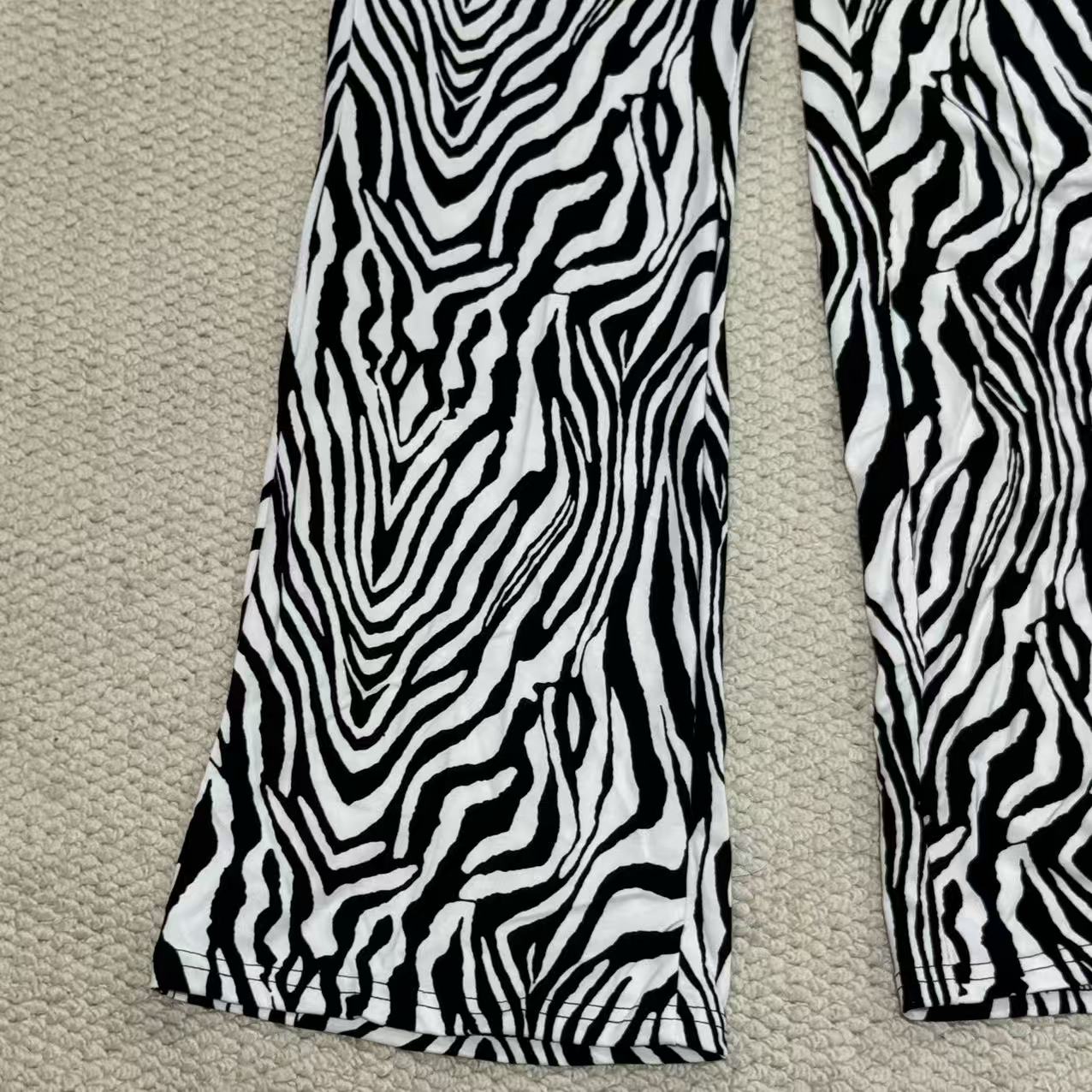 Printed Zebra-Print Straight-Leg Pants