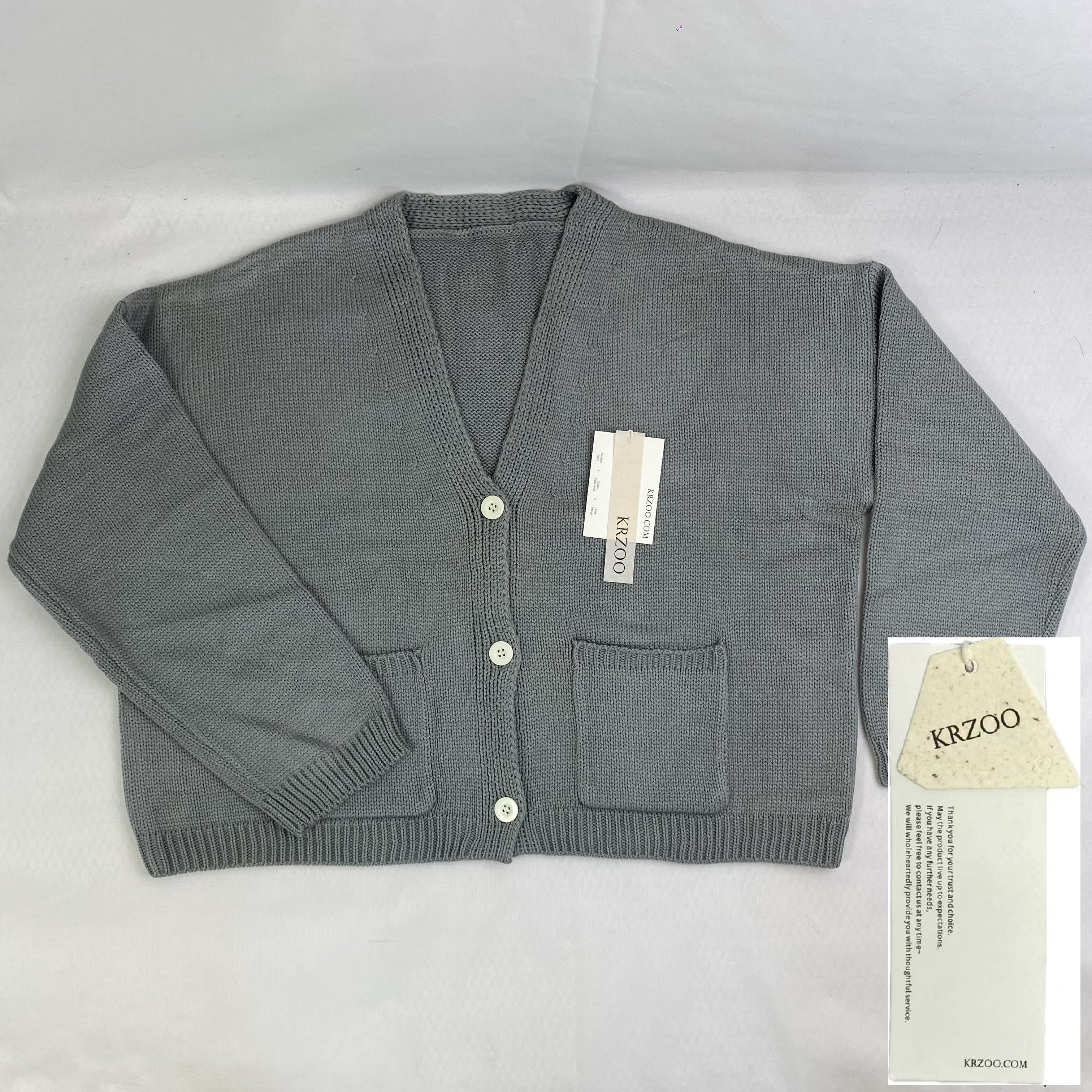 V-neck knitted sweater coat