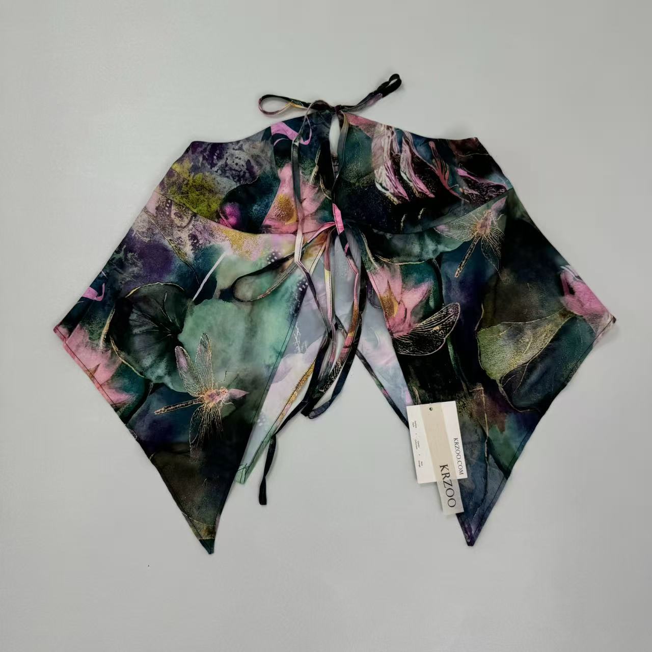 Strappy printed halter-necked frilled top with ties