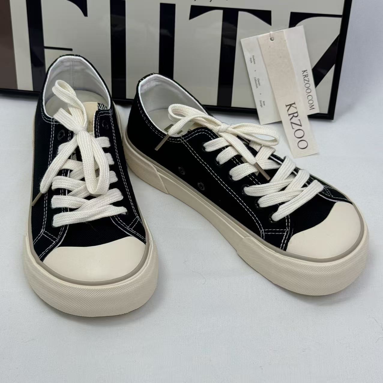 Big-head canvas thick-soled round-toe shoes