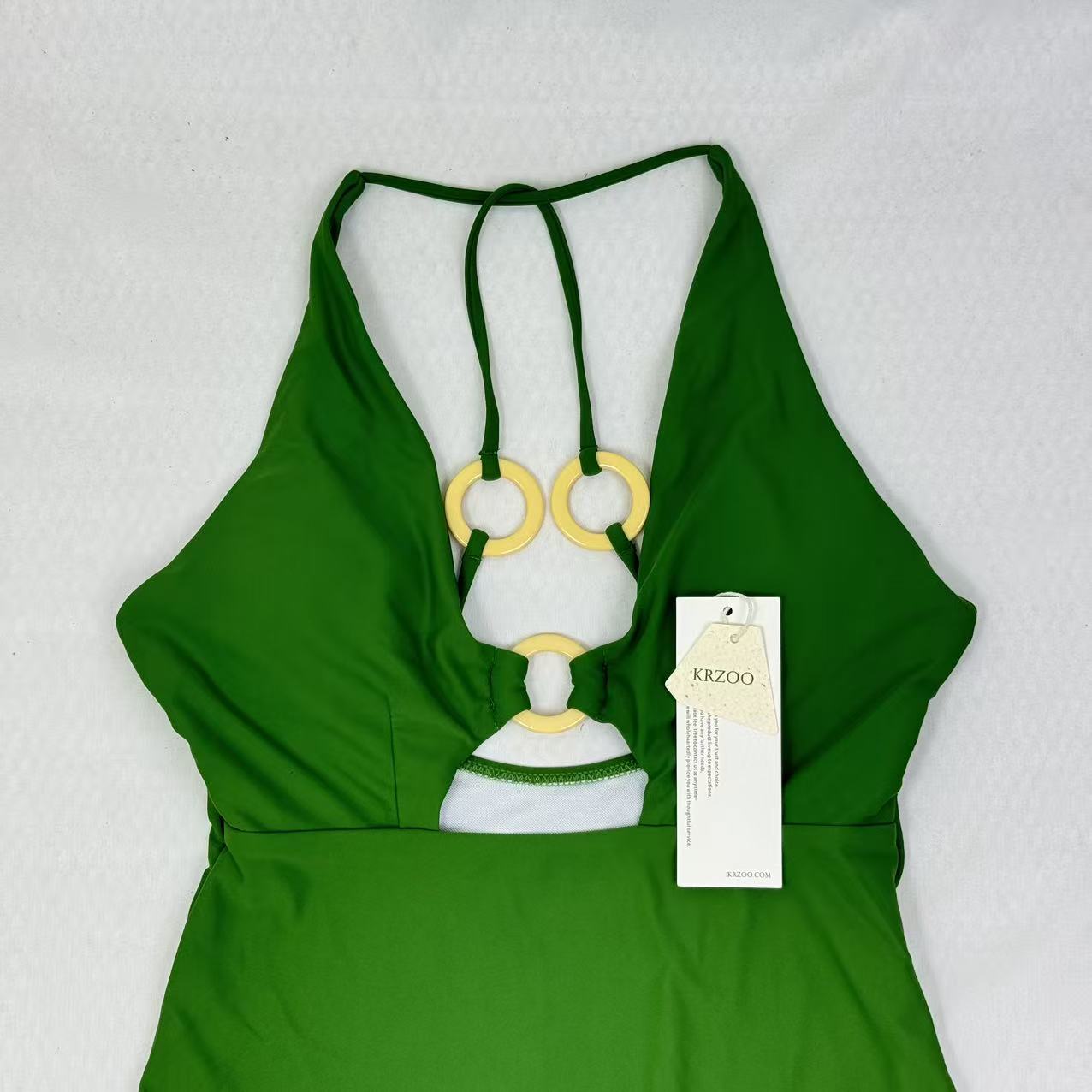 Shaping V-neck revealing-back swimming suit
