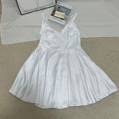 Satin Strappy Backless A-Line Nightgown
