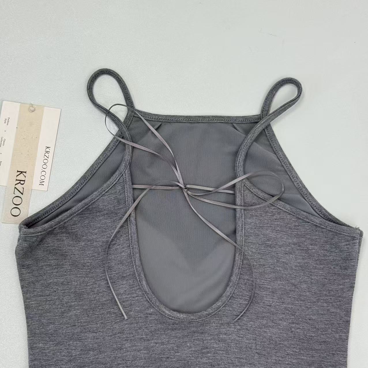 Embroidered printed undershirt with straps