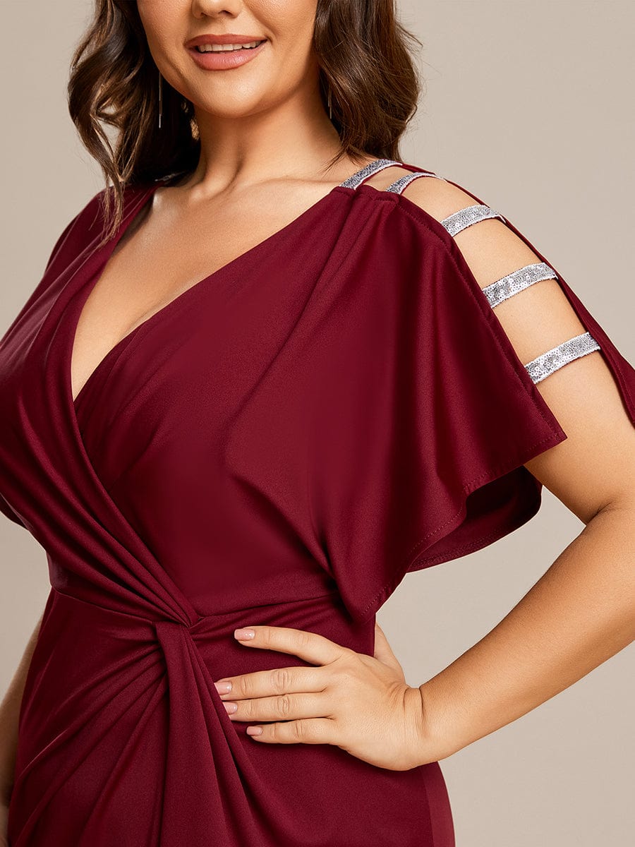Elegant Sequin Embellished V-Neck Evening Gown