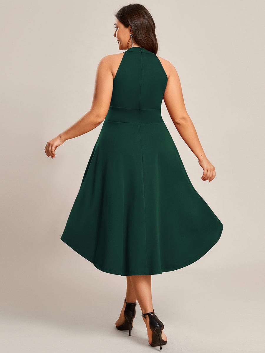 Chic Halterneck Knee-Length Wedding Guest Dress