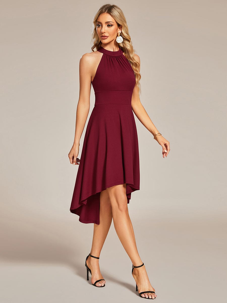 Chic Halterneck Knee-Length Wedding Guest Dress