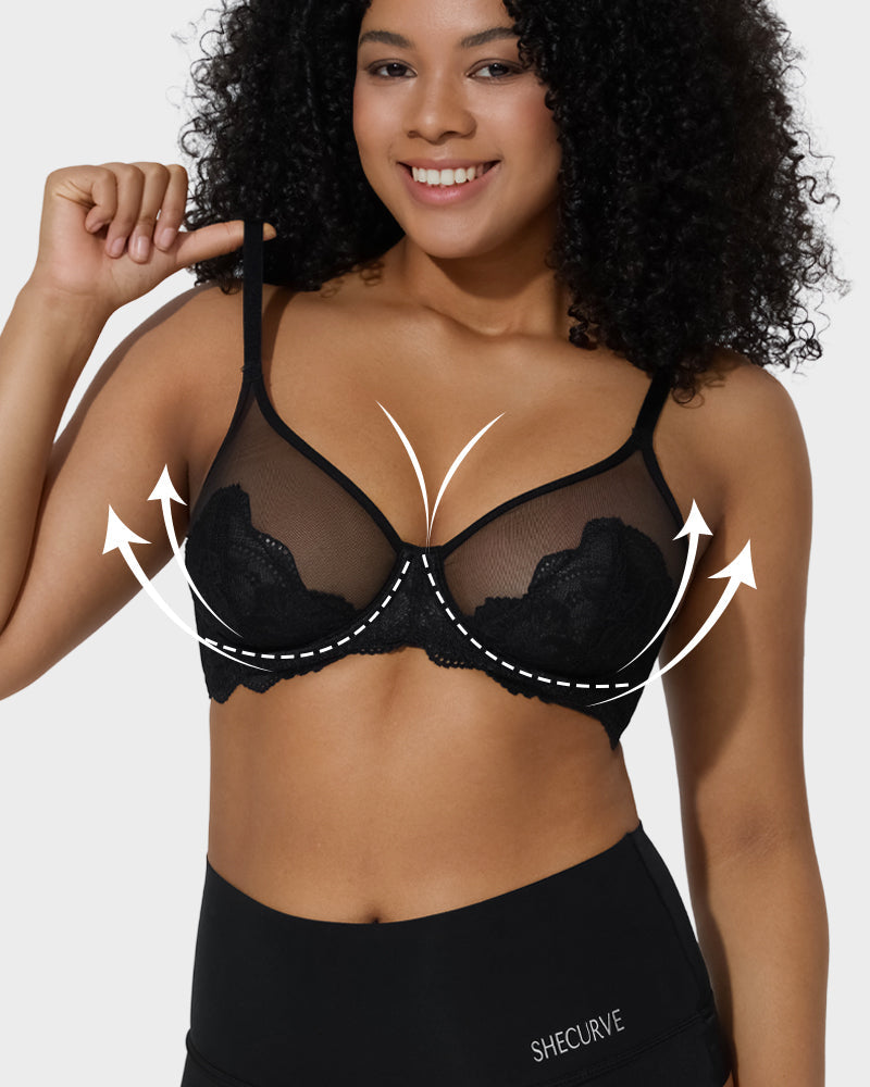 Full Coverage Lace Minimizer Bra-Purple